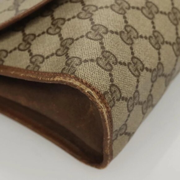 GUCCI GG Supreme Web Sherry Line Clutch Bag PVC Beige - Picture 9 of 15
